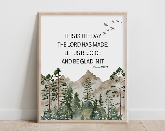 Psalm 118:24 This Is the Day Rejoice Mountain Landscape Wall Art