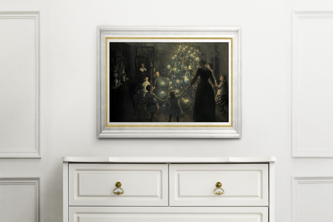 Vintage Christmas Tree Art Print, Winter Holiday Poster