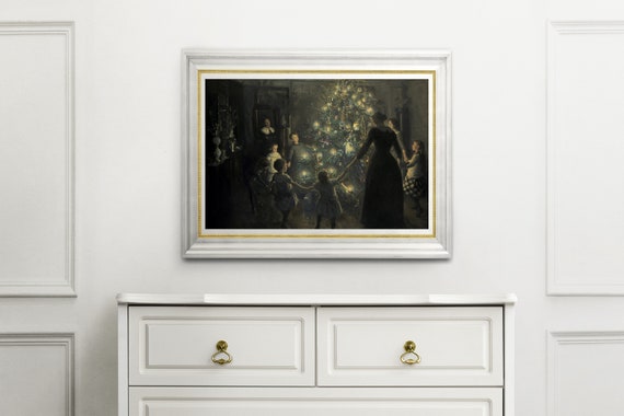 Vintage Christmas Tree Art Print, Winter Holiday Poster
