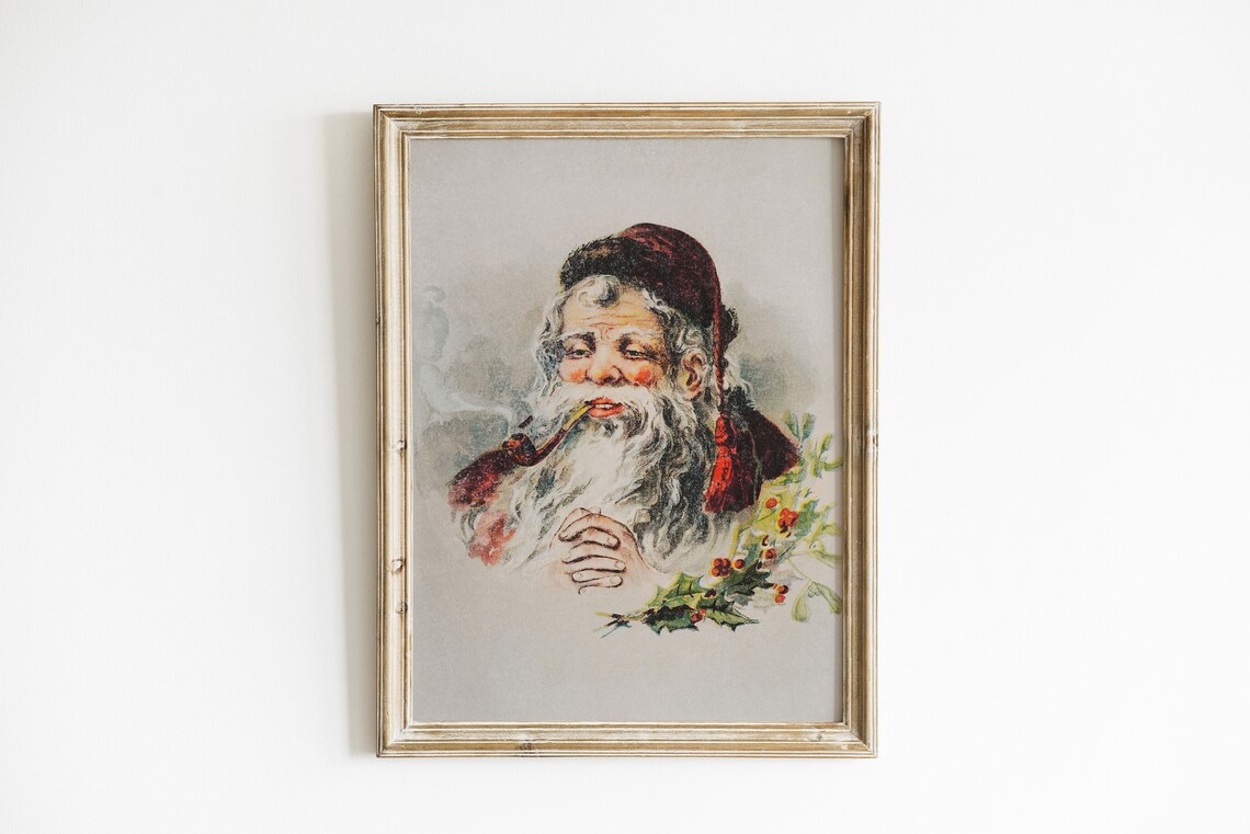 Santa Claus Vintage Christmas Poster Print