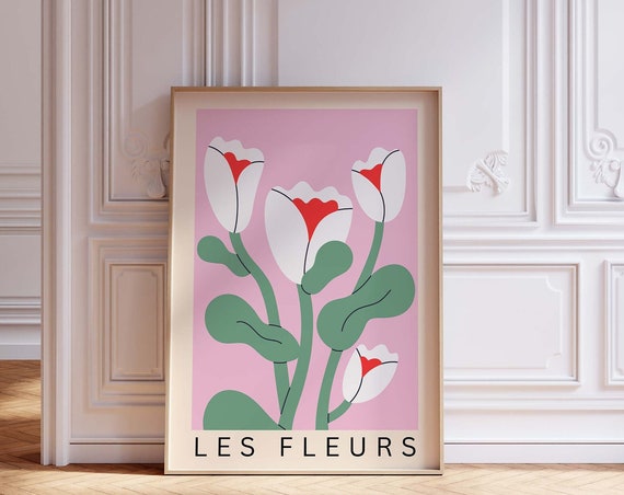 Les Fleurs Poster, Botanical Red Poppy Art Print
