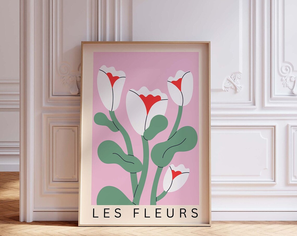 Les Fleurs Poster, Botanical Red Poppy Art Print