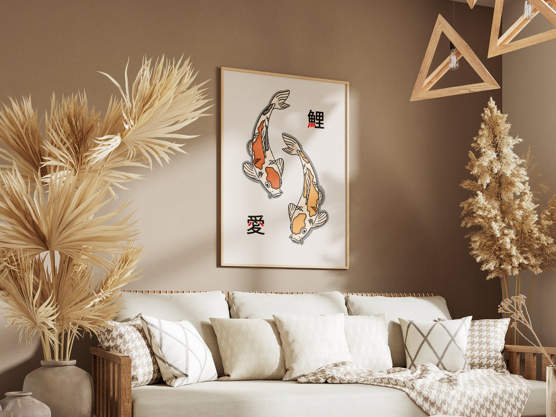 Japanese Koi Fish Yin Yang Ink Illustration Minimal Zen Poster - Image 3