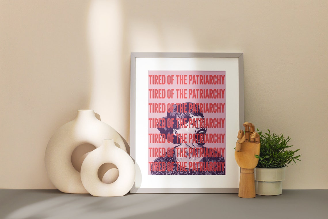 Tired of the Patriarchy Bold Pink Feminist Protest Quote Poster - Image 2