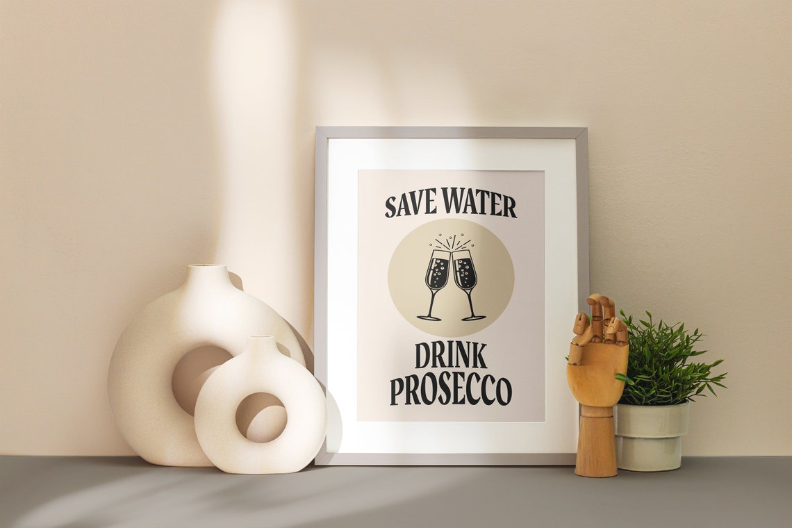 Save Water Drink Prosecco Funny Retro Champagne Bar Party Poster - Image 2