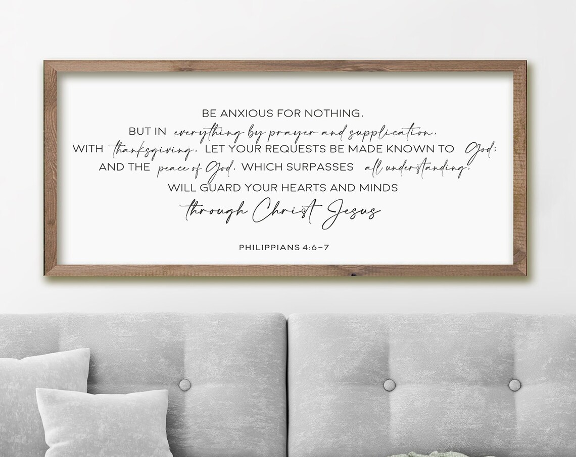 Be Anxious For Nothing Scripture Sign Art Print