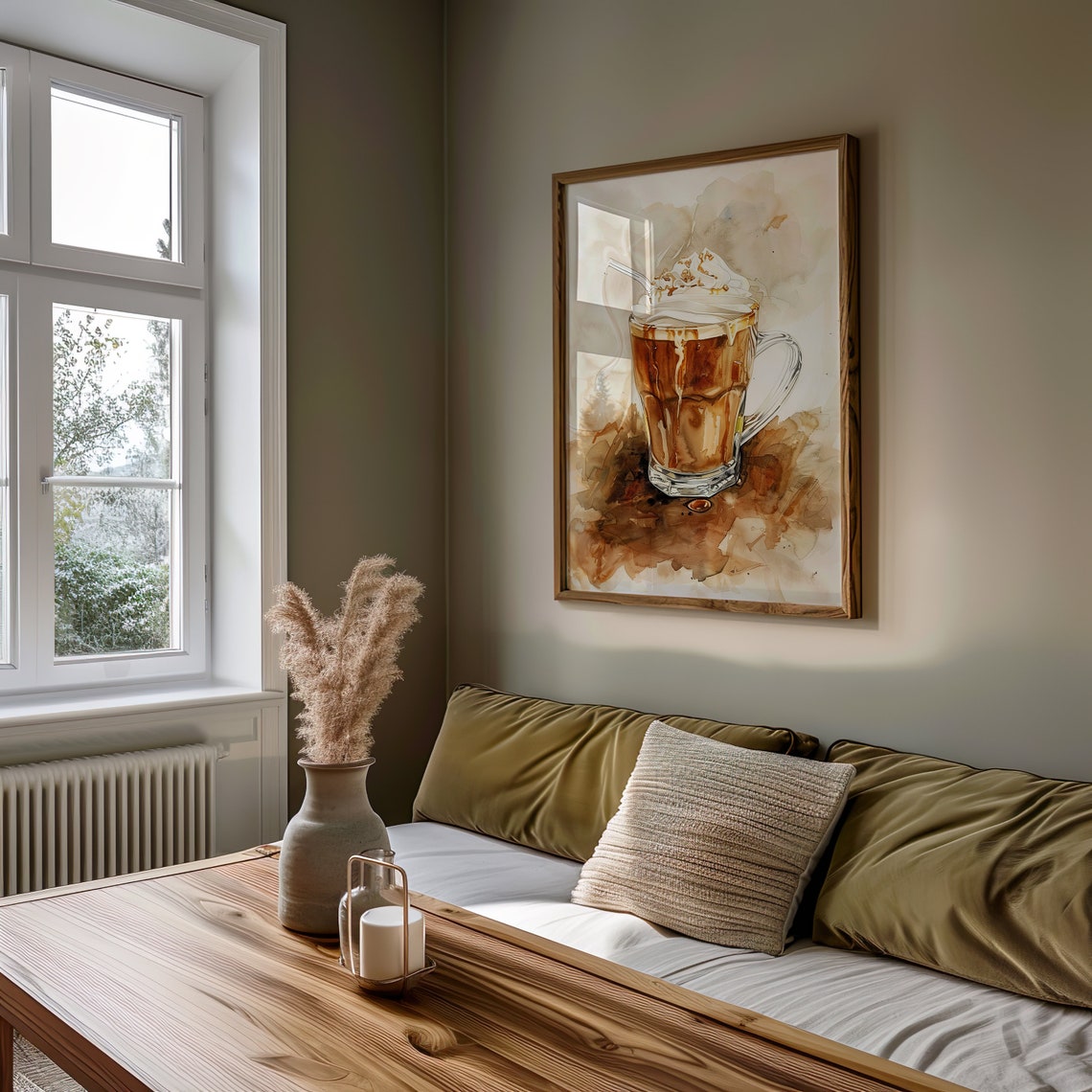 Caramel Latte Glass Watercolor Iced Coffee Dessert Scene Poster - Image 2
