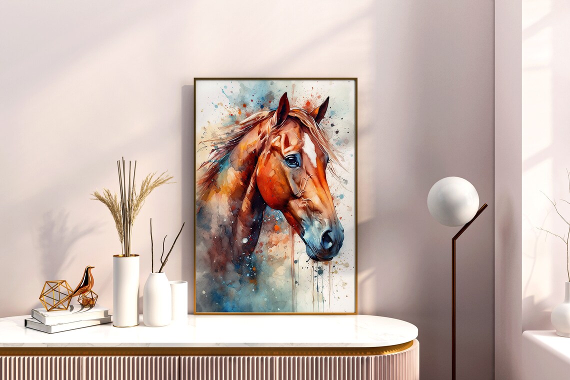 Horse Painting Wall Art Poster Gift Watercolor Colorful Animal Painting Illustration Nature Wall Art Home Decor Print - Image 5