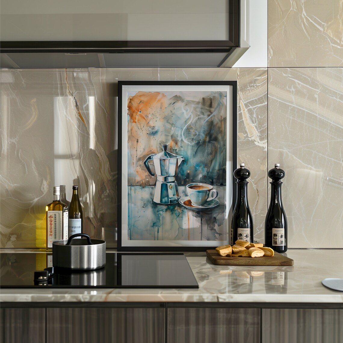 Moka Pot Espresso Watercolor Italian Coffee Brew Scene Poster - Image 5