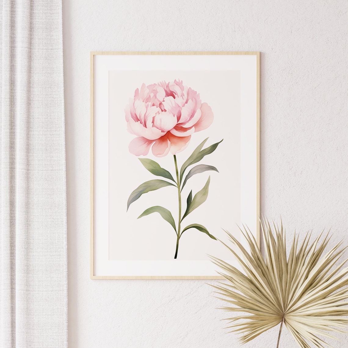 Pink Peony Single Bloom Graceful Watercolor Classic Floral Art Poster - Image 4