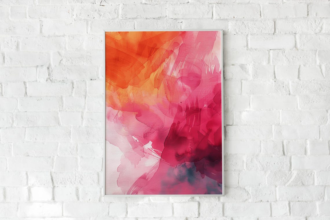Abstract Red Pink Watercolor Wash Bold Colorful Vivid Art Poster - Image 2