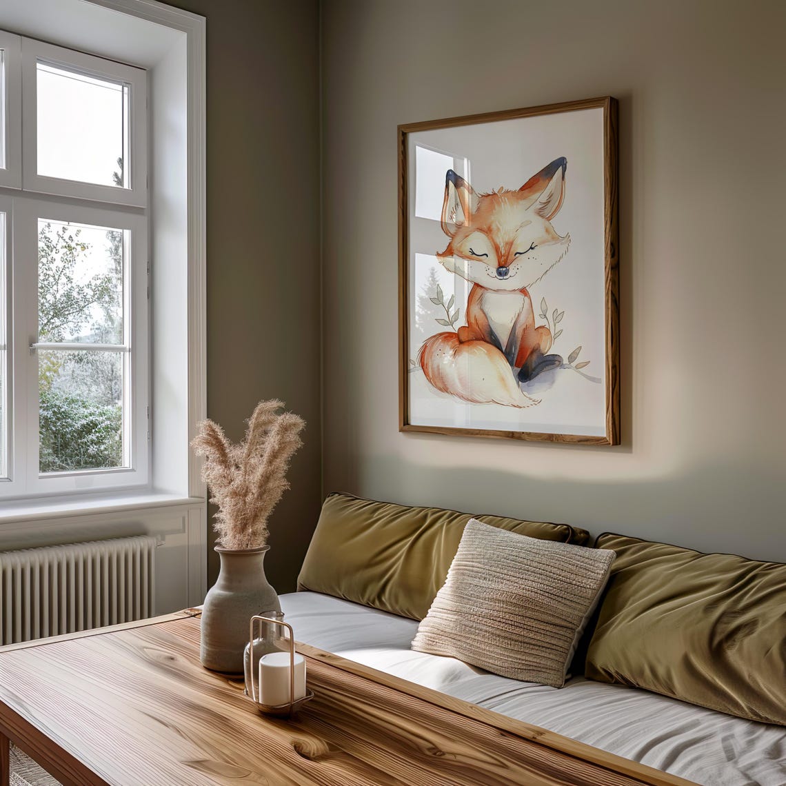 Sweet Cute Sleeping Fox Pup Watercolor Nursery Animal Poster - Image 5