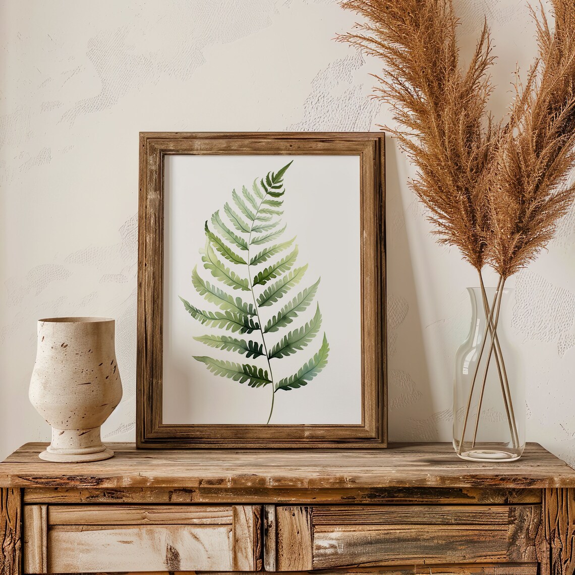 Green Fern Leaf Watercolor Botanical Plant Minimalist Art Poster - Image 3