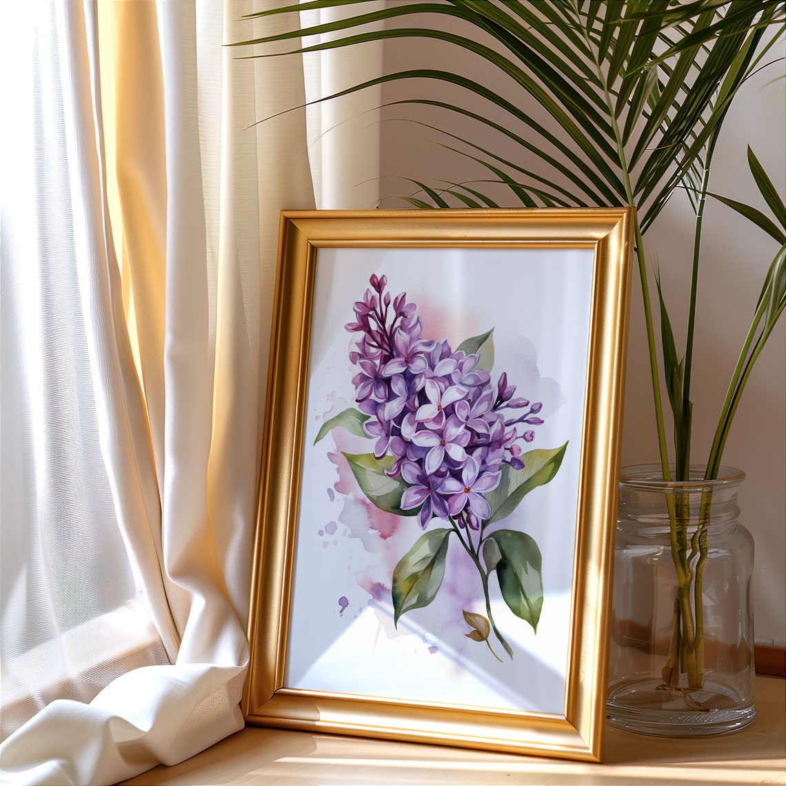 Lilac Blossom Cluster Pink Purple Watercolor Floral Art Poster - Image 4