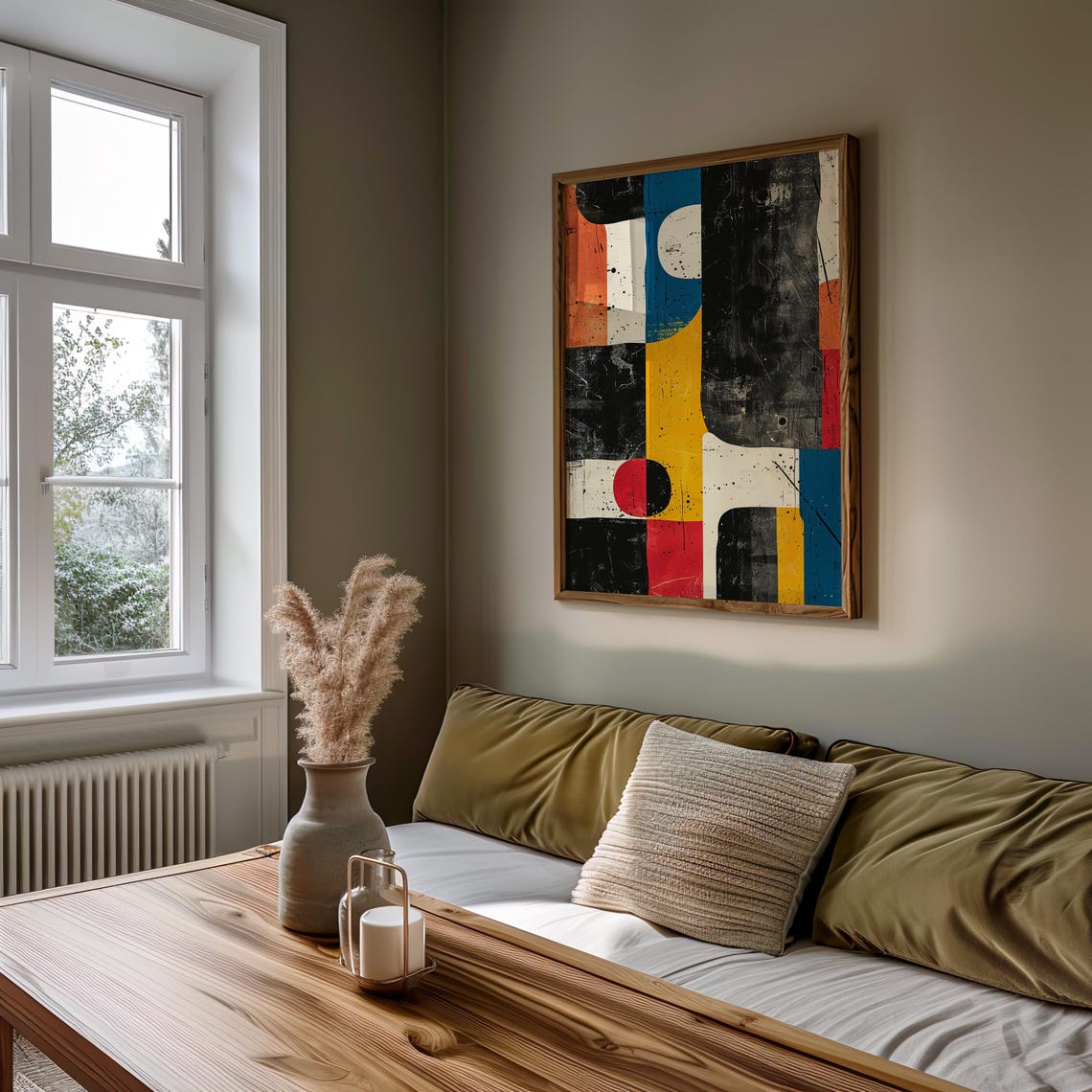 Mid Century Geometric Abstract Bold Blocks Modern Art Poster - Image 3