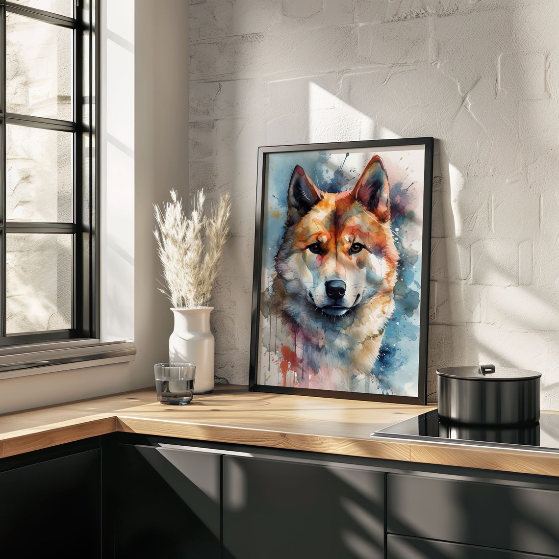 Akita Inu Painting Wall Art Poster Gift Watercolor Colorful Animal Painting Illustration Nature Wall Art Home Decor Print - Image 4