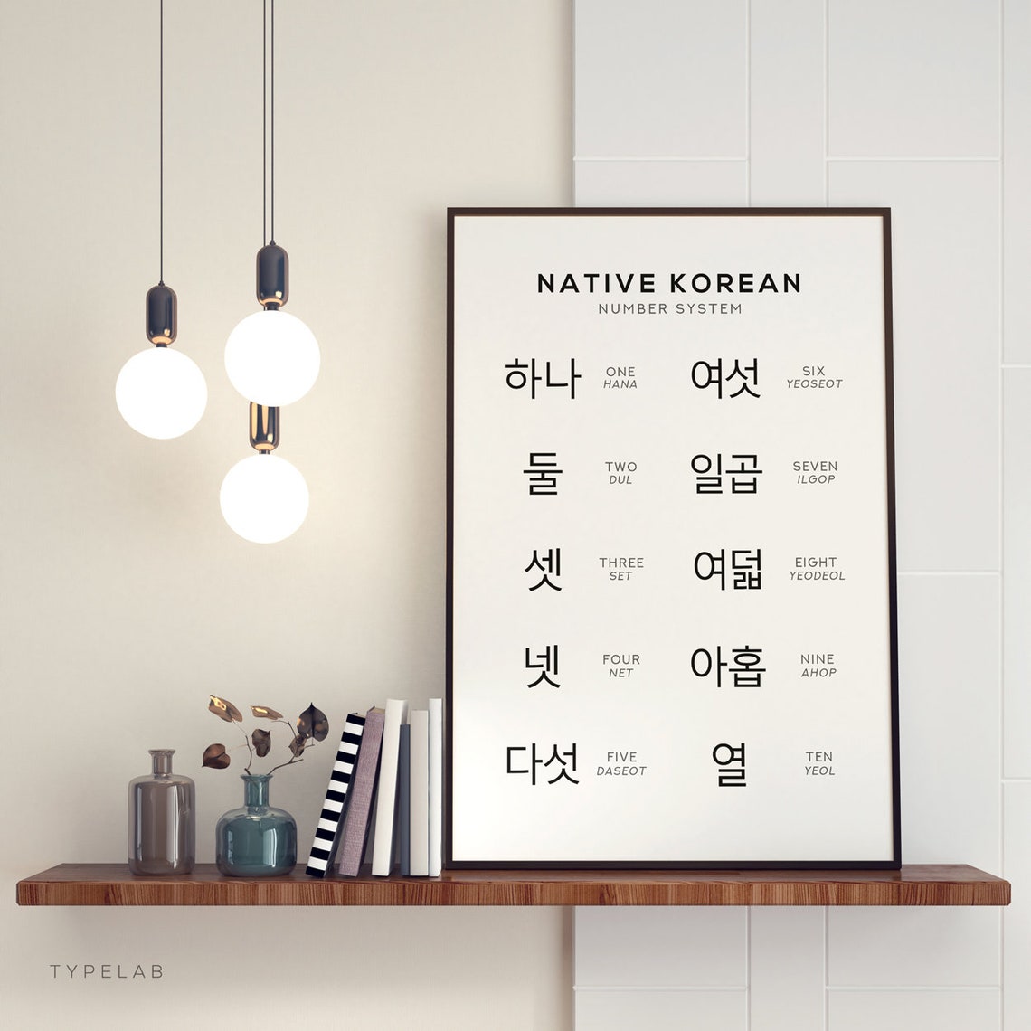 Native Korean Numbers Chart Hangul Counting System Learning Poster - Image 2