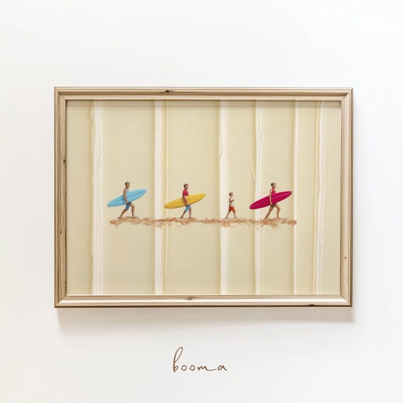 Surfers Minimalist Coastal Decor Art Print