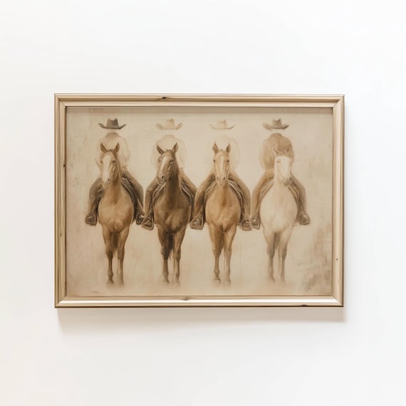 Cowboy Horse Western Style Minimalist Art Print