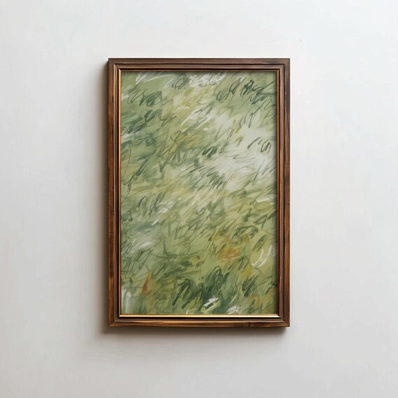 Green Abstract Oil Painting Contemporary Design Digital Download
