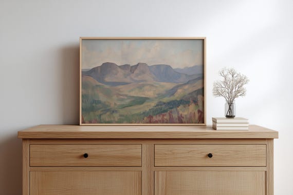 Countryside Print Mountain Landscape Art Rustic Nature Wall Decor Country Farmhouse Digital Download
