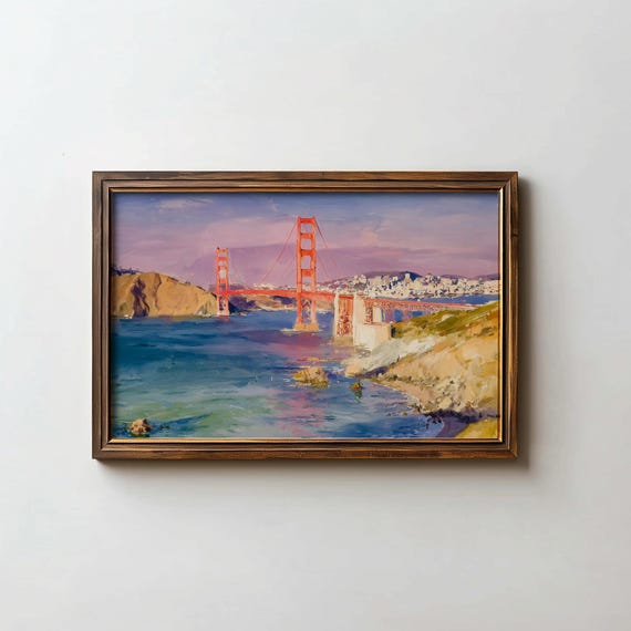 San Francisco Art Print Golden Gate Poster Watercolor Landscape Digital Download