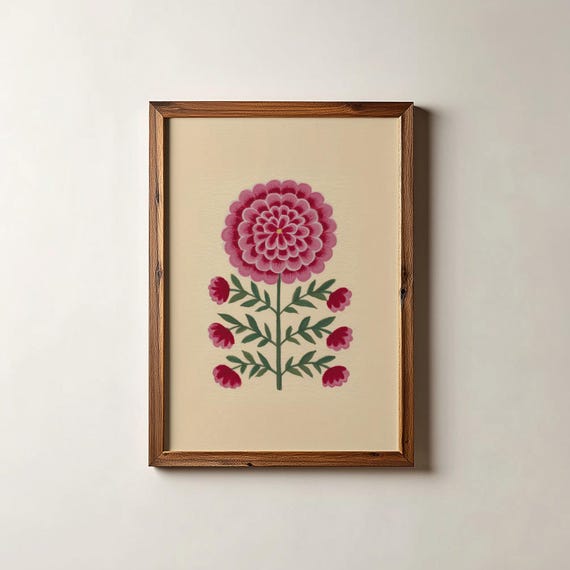 Vintage Floral Art Print Cottagecore Flowers Digital Download