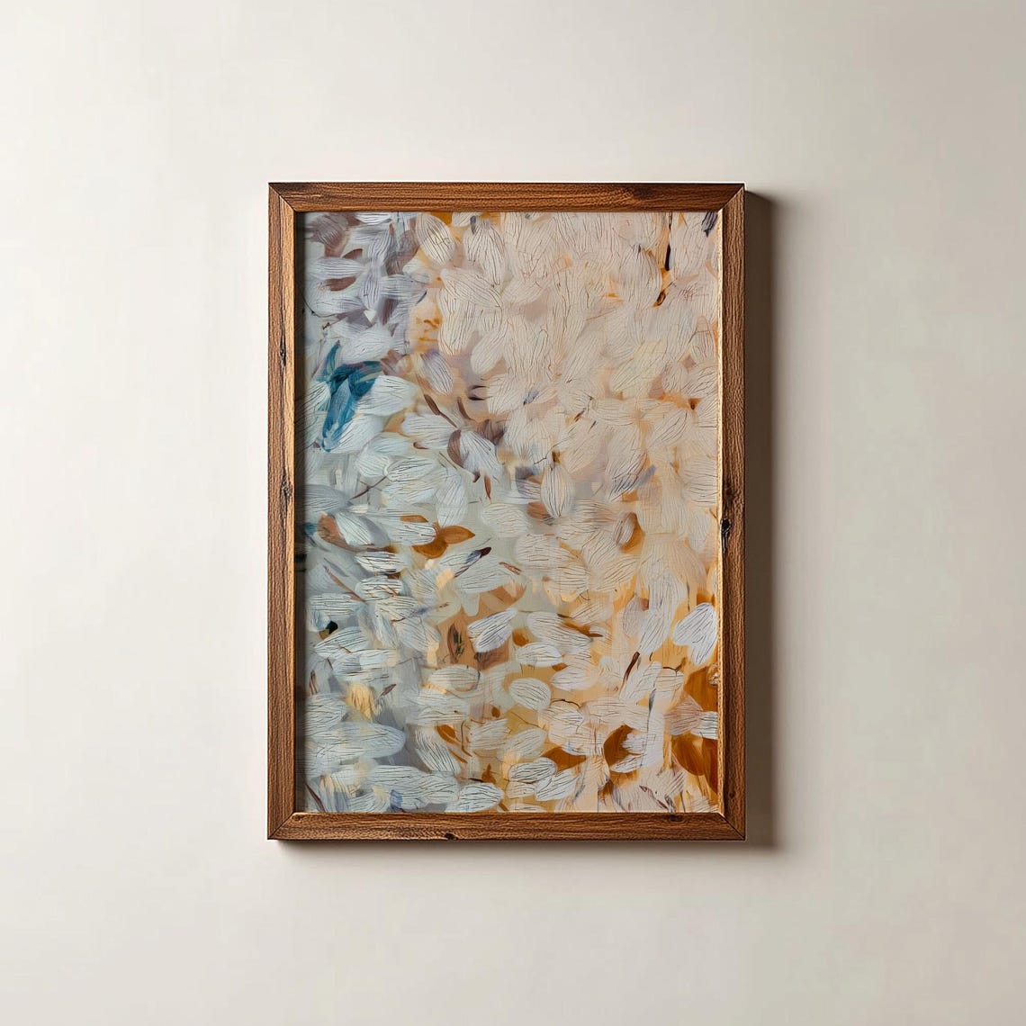 White Ochre Leaf Strokes Abstract Botanical Texture Art Poster