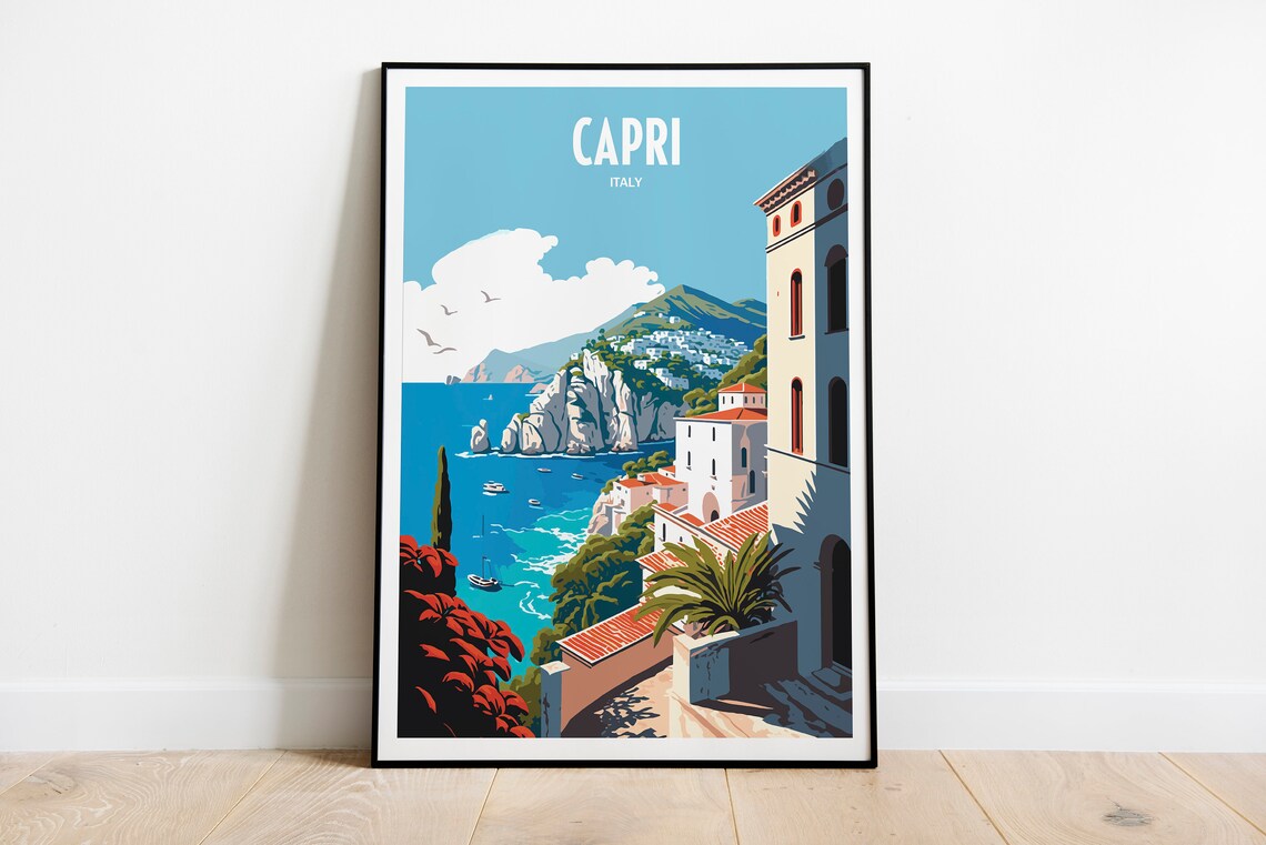 Capri Travel Poster, Europe Place Wall Decor