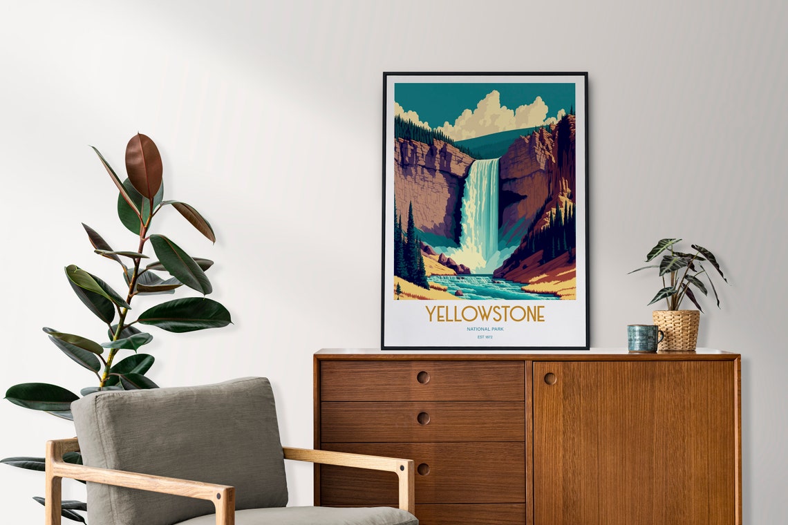 Yellowstone National Park Travel Print National Park Travel Art Yellowstone Travel Print Usa National Park Yellowstone Travel Poster - Image 2