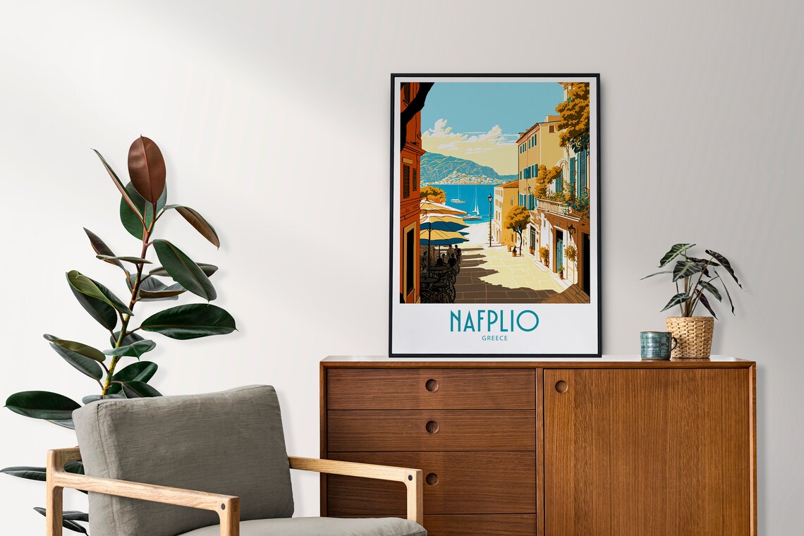 Vintage Nafplio Greece Travel Poster Seaside Old Town Street Art - Image 4