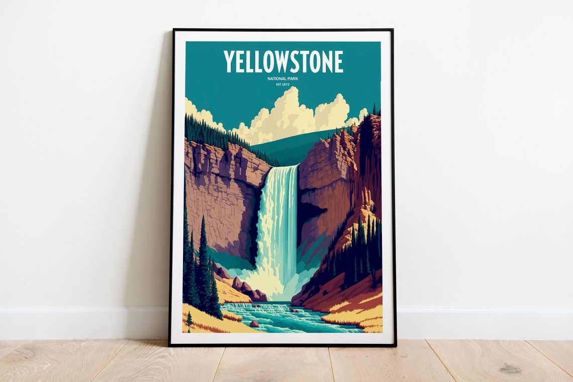 Yellowstone National Park Travel Print National Park Travel Art Yellowstone Travel Print Usa National Park Yellowstone Travel Poster