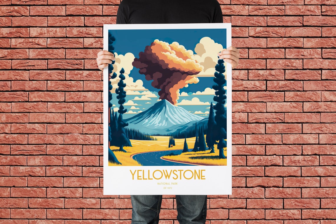 Yellowstone National Park Travel Print National Park Travel Art Yellowstone Travel Print Usa National Park Yellowstone Travel Poster - Image 3