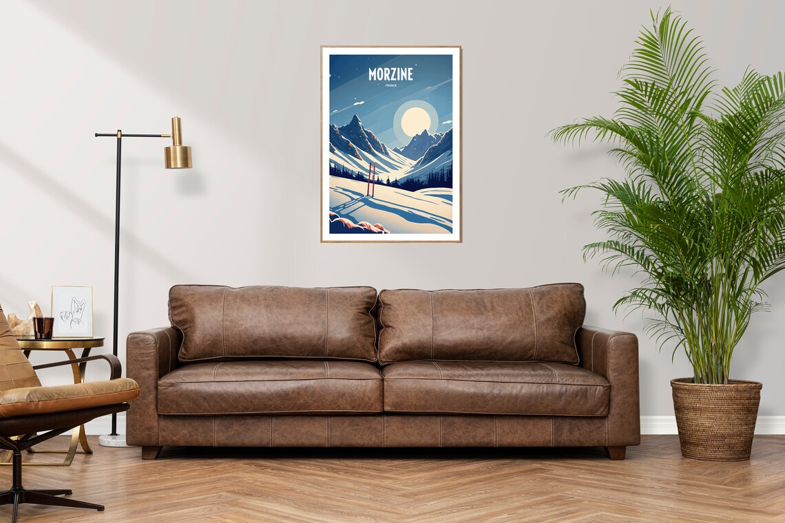 Morzine France Moonlit Ski Slopes Alpine Winter Travel Poster - Image 2