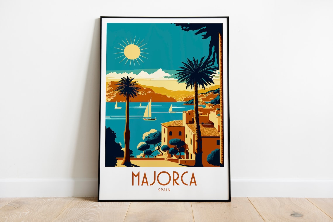 Majorca Spain Travel Poster, Home Wall Decor