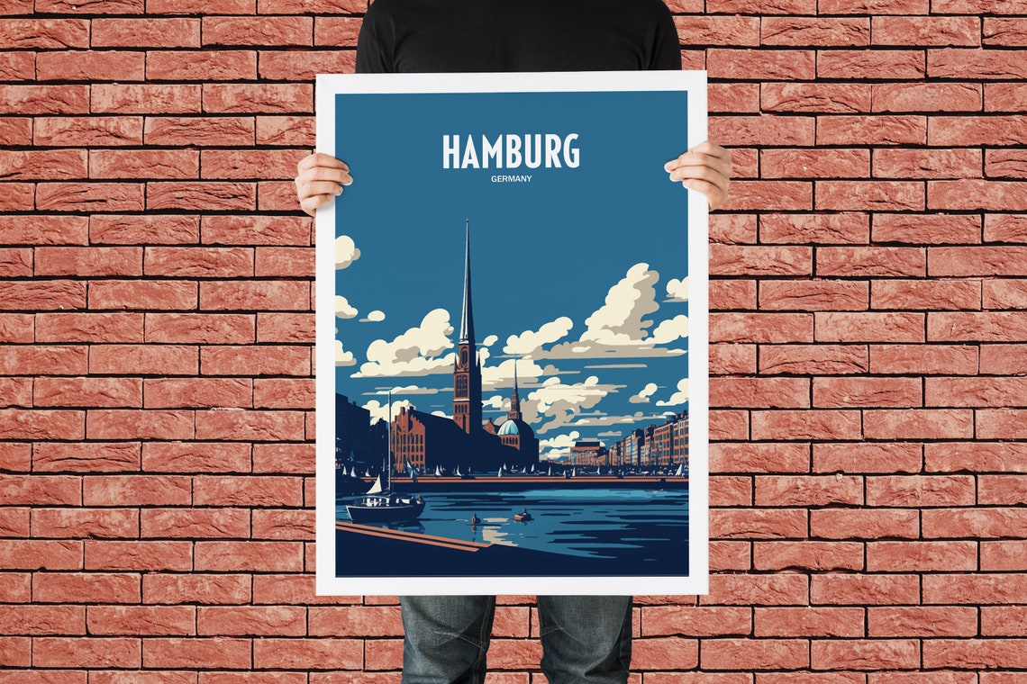 Hamburg Germany Travel Print Hamburg German Travel Poster German Travel Print St Michaels Church Print Hamburg Travel Poster - Image 3