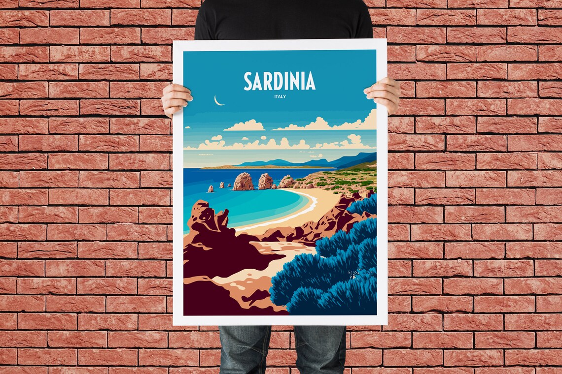 Sardinia Italy Travel Poster, Italian Island View - Image 3