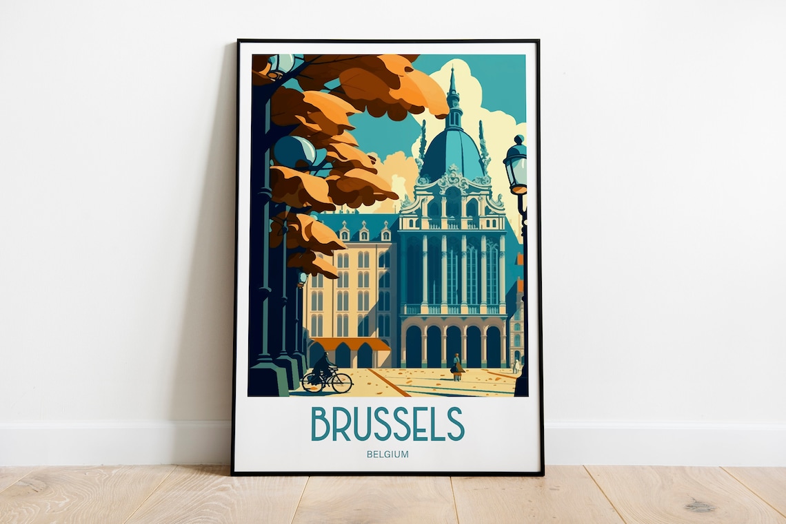 Brussels Belgium Travel Poster, Europe City Art Print