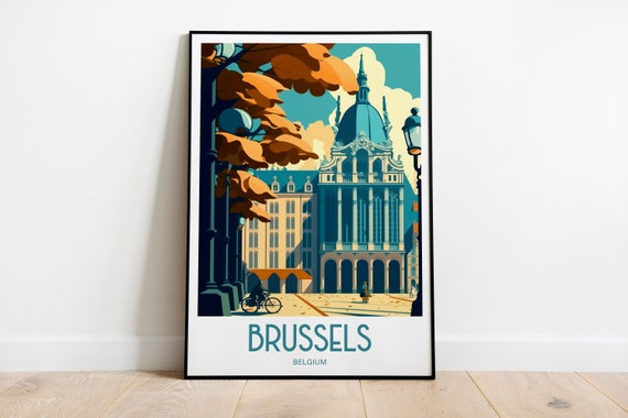 Brussels Belgium Travel Poster, Europe City Art Print