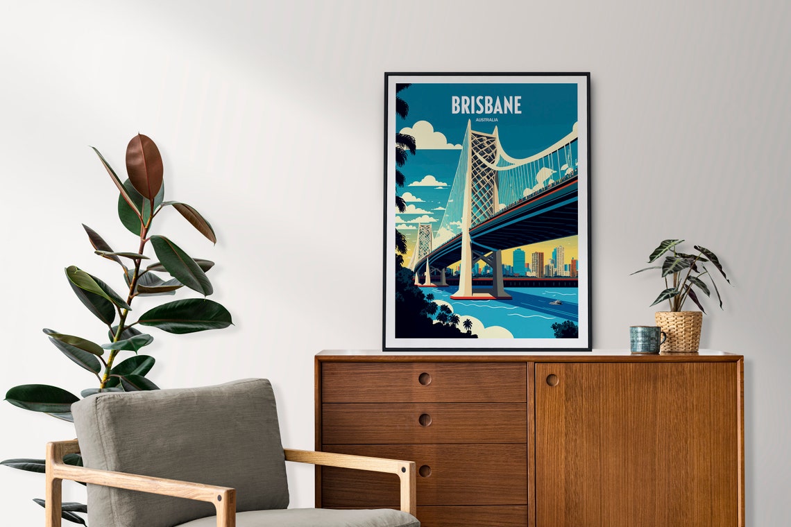Brisbane Australia Travel Print Story Bridge Travel Art Brisbane Art Travel Print Brisbane City Brisbane Bridge Travel Poster - Image 2
