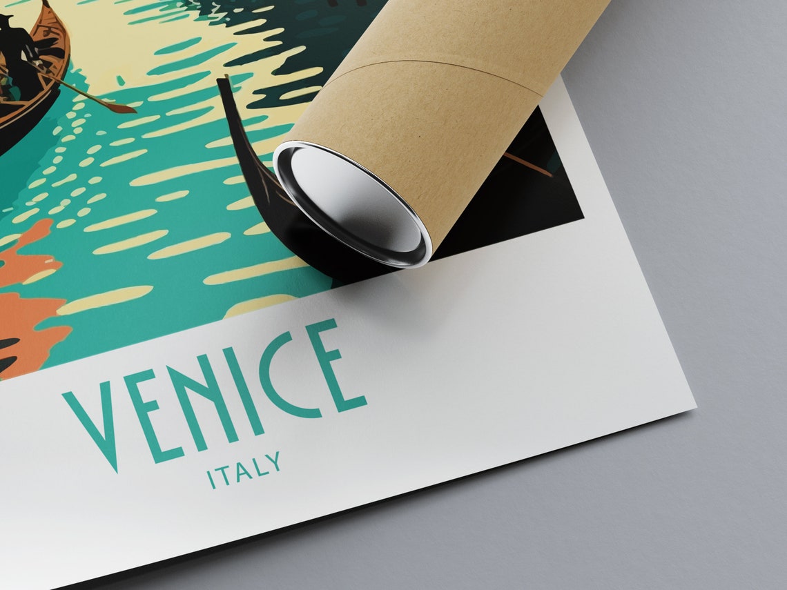 Venice Italy Travel Poster with Gondolas and Grand Canal Bridge - Image 2