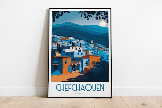 Chefchaouen Morocco Travel Print Wall Art Chefchaouen Travel Poster Gift For Chefchaouen Blue City Wall Art Morocco Wall Art Morocco City