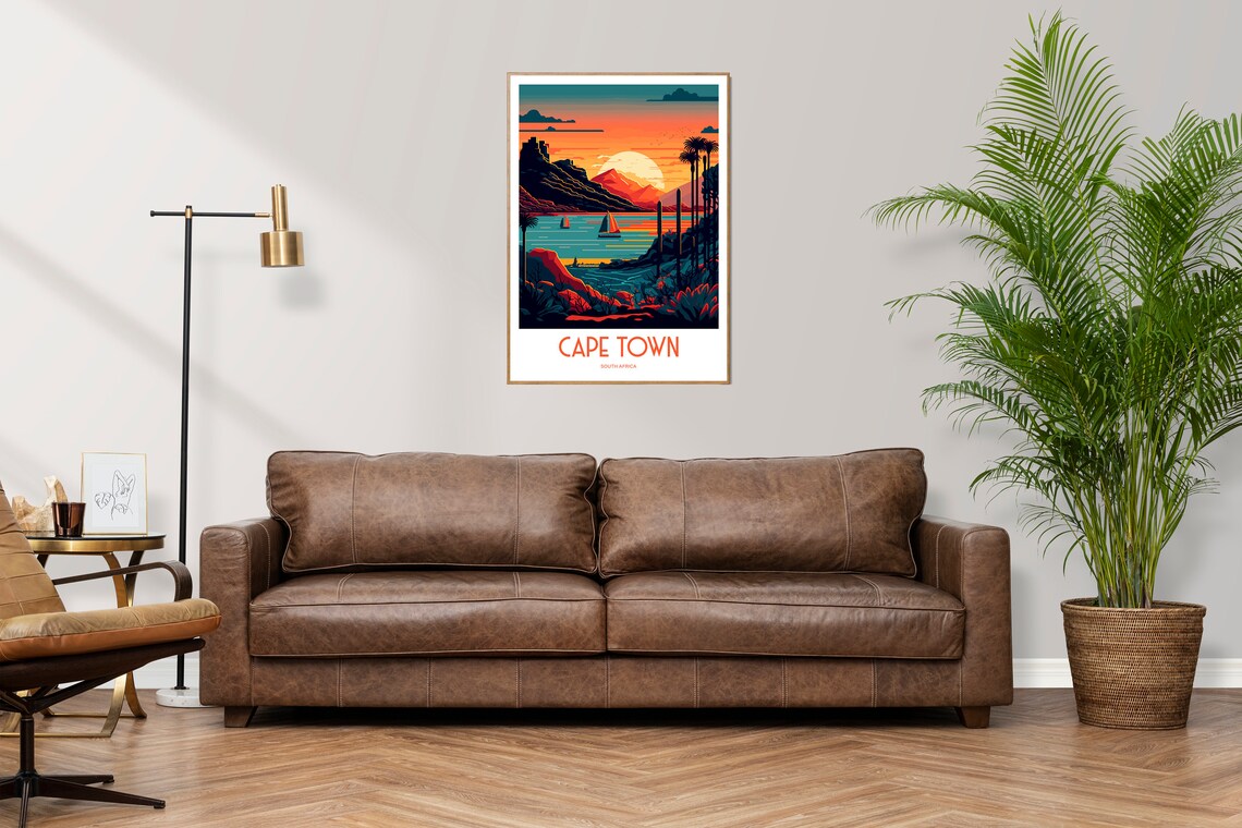 Cape Town South Africa Travel Poster with Sunset and Sailboats - Image 5