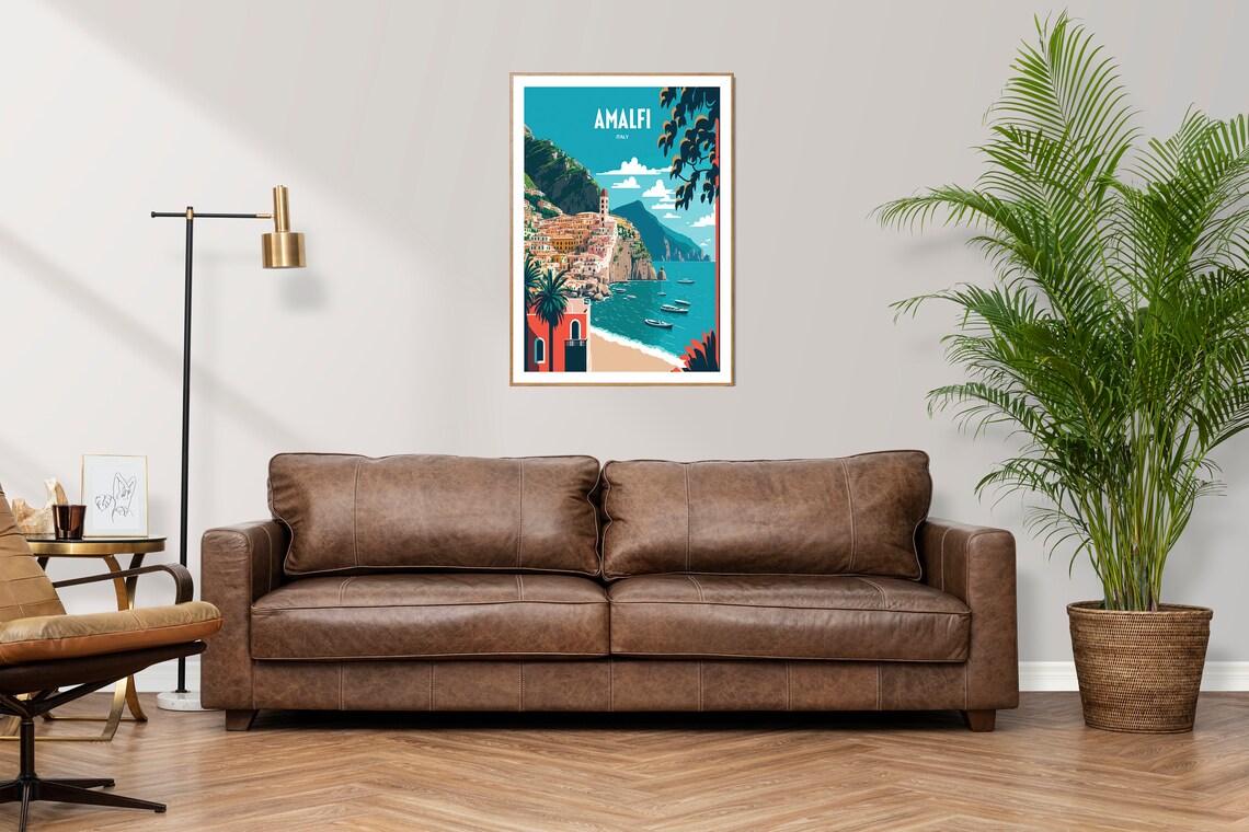 Amalfi Coast Travel Poster, Retro Italian Seaside - Image 2