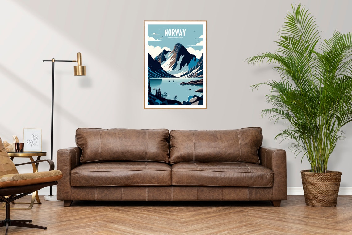 Norway Scandinavian Mountains Fjord Lake Vintage Travel Poster - Image 4
