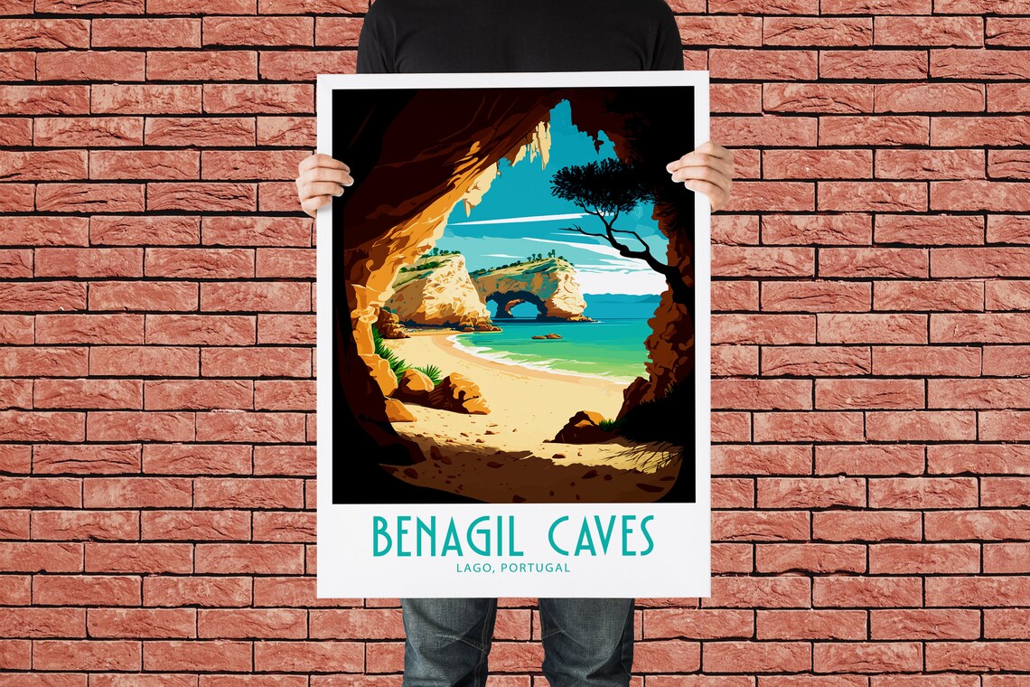 Benagil Caves Lago Portugal Sea Cave Beach Vintage Travel Poster - Image 2