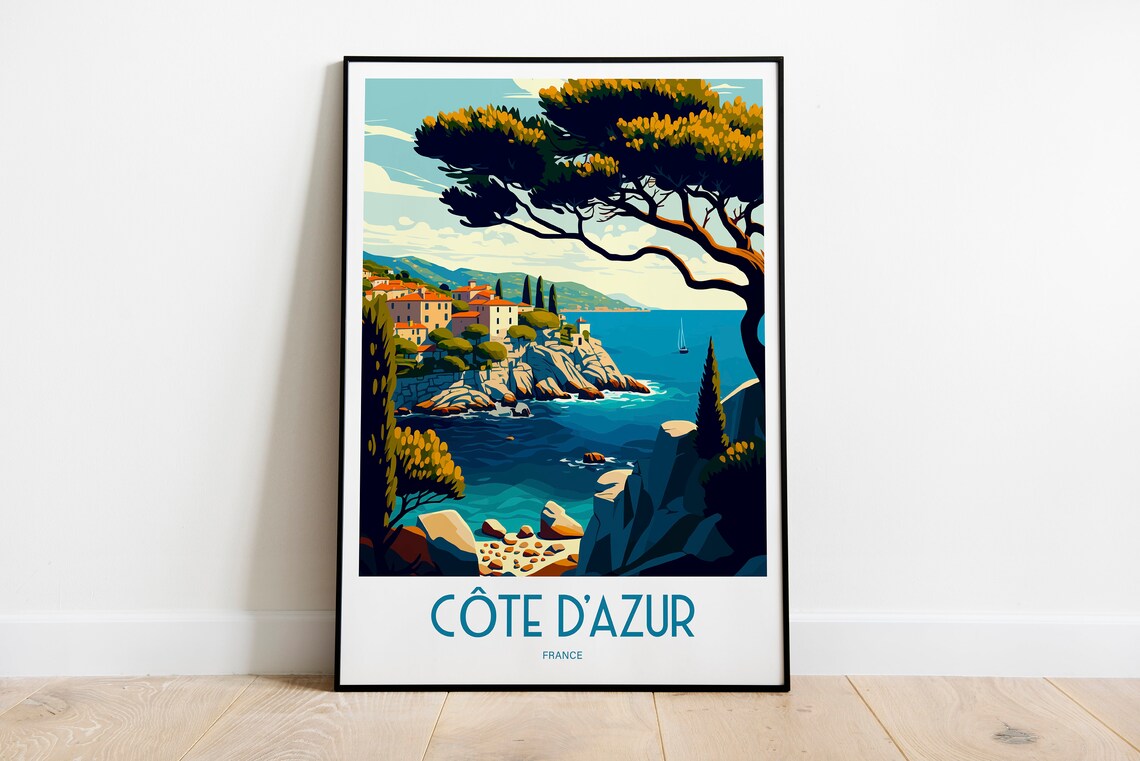 Cote Dazur French Riviera Travel Poster, France