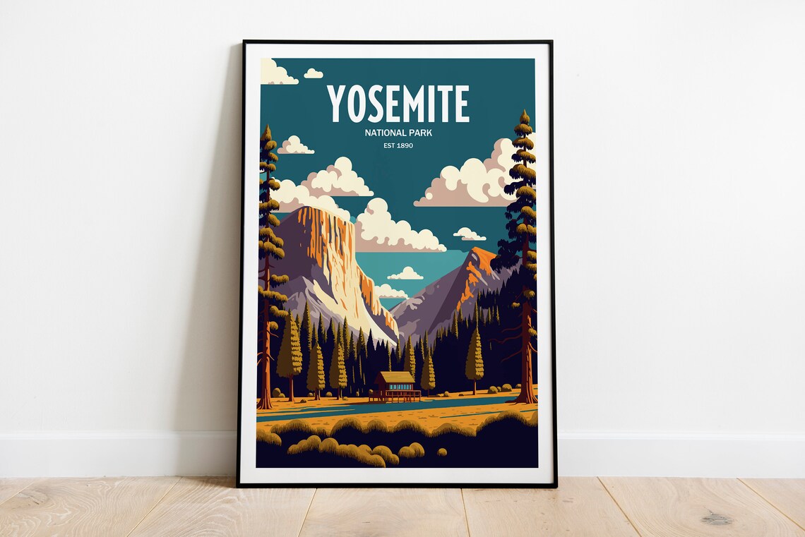 Yosemite National Park Travel Poster, Travel Art