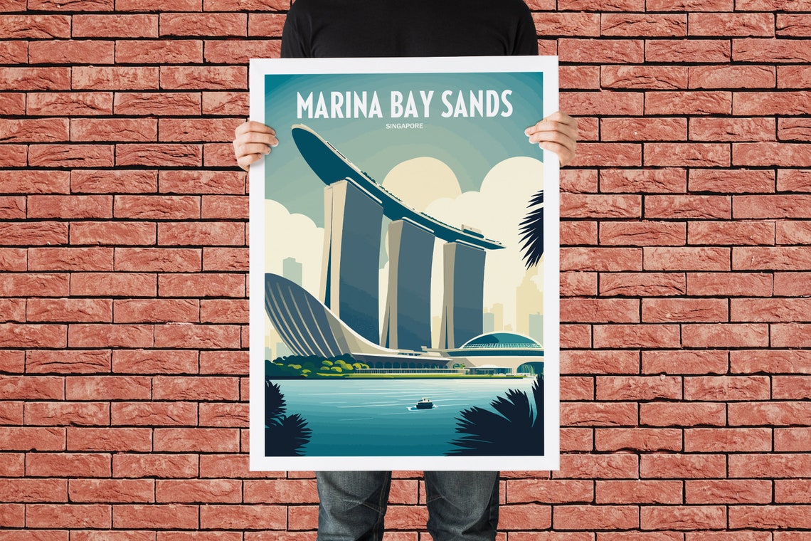Marina Bay Sands Travel Print Singapore Travel Poster Marina Bay Sands Travel Print Singapore Print Singapore Hotel Travel Poster - Image 4