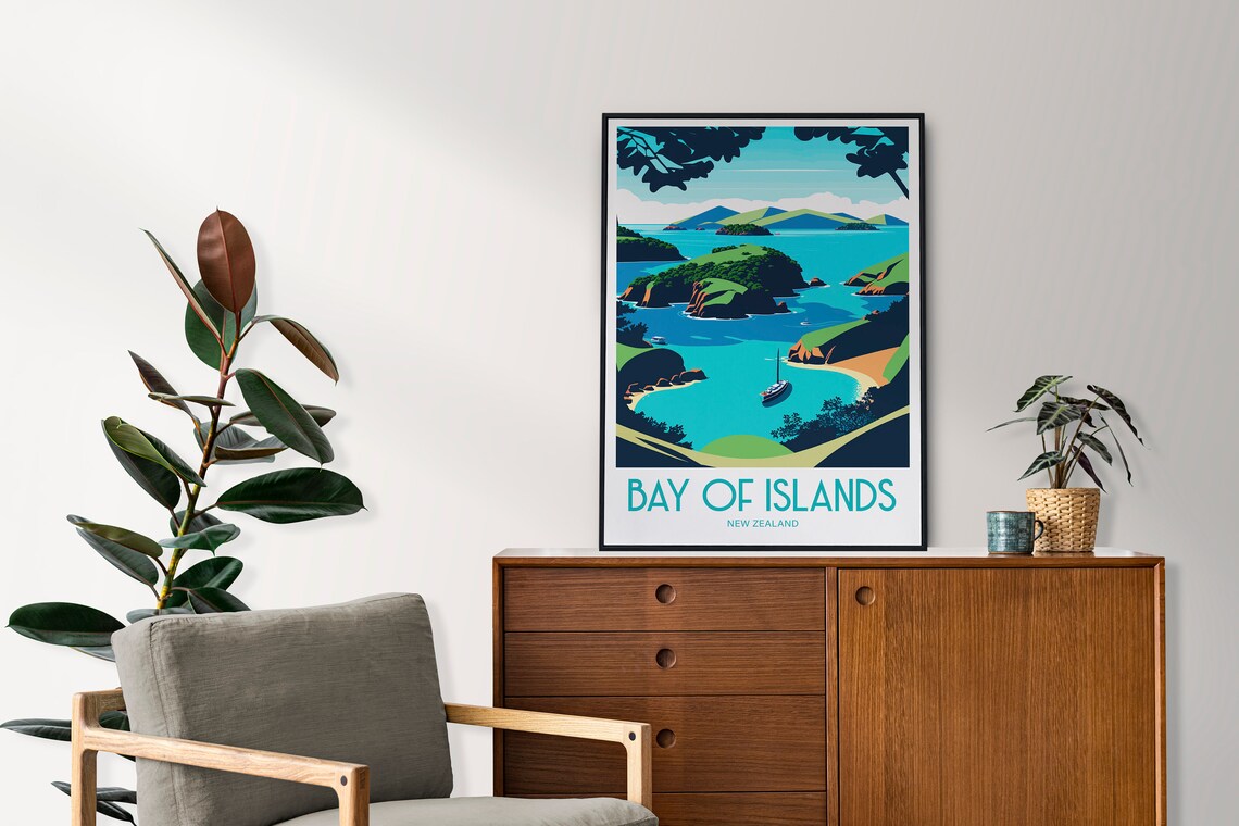 Bay of Islands New Zealand Turquoise Bay Sailboat Travel Poster - Image 4
